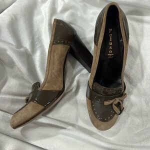 Puluso Heels in Patent Leather and Suede Size 38